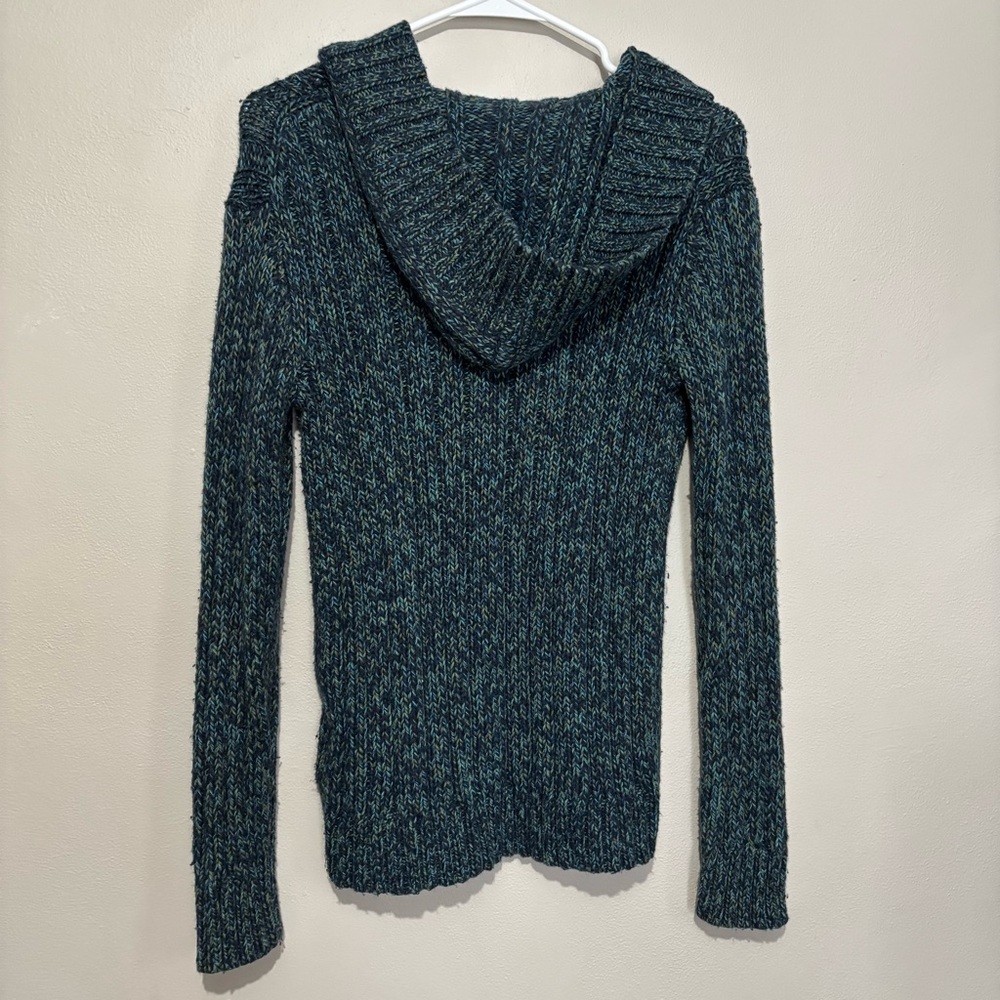 Old Navy Vintage Knit Crochet Sweater Size Small Button Embellishment Green Blue - Picture 9 of 11